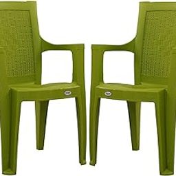 Oaknest Supreme Element High Back Chair - Comfortable Living Room, Study, or Office Chair with Back Support and Armrests - Plastic Chair for Home, Balcony, or Garden, in Mehandi Green, Set of 2-18