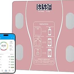 Intelligent Body Fat Scale, a Simple and Practical Digital Scale That can be Connected to a Mobile Digital Bathroom Scale to Display BMI, Body Fat, Muscle Mass, and Durable Weight Scale (Pink)-30