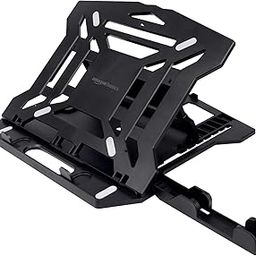AmazonBasics 2-in-1 Laptop and Mobile Stand, Ergonomic, Adjustable Height, Anti-Slip Base, Heat Dissipation, Portable, Lightweight, Compatible with All Laptops Up to 15.6" (Abs, Black)-0