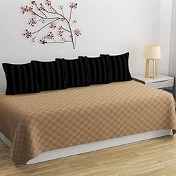 BELVOSTUM Diwan Set Single Bedsheet with 5 Cushion Covers | Diwan Sets for Sofa Cover/Living Room | Diwan Cover/Pillow Set | Diwan Pillows/Covers Set | 100% Microfiber Diwan Set Pillows-image-49