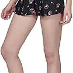Women Black Floral Skorts | Viscose Fabric for Comfort & Style | Chic Skirt Overlay Design, Soft & Breathable Material, Trendy Casual Wear, Perfect for Everyday Outfits | Ideal for Casual-image-30