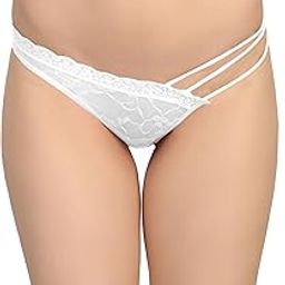 PinkZaar Women Lycra Lace Nylon Spandex G-String Panty Free Size Fits S M L (Pack of 1) White-picture-3