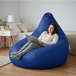 UrbanFrame Faux Leather Bean Bag Chair – Premium Bean Bags Filled with Beans – Perfect for Bedroom, Living Room, Balcony & Office (Royal Blue, XXXL)-image-95