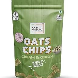 Chef Urbano Oats Chips Cream & Onion 85g | Gluten Free | | Vegan | Low GI| Crunchy Healthy Snacks | High Protein and Fiber Rich | Good for Diet | Good for Kids-image-62