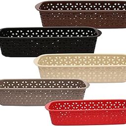Jaypee Plus Plastic Basket This & That, 28 cm Pack of 5, Multicolor Baskets Baskets for Fruit Vegetable Bathroom Stationary Home Basket-image-1