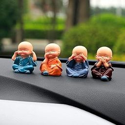 TIED RIBBONS Polyresin Buddha Monk Car Dashboard Showpiece, Standard, Multicolor, 4 Piece, Wedding-image-58