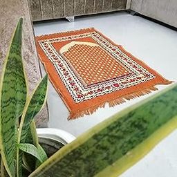 GLOW HOME Janamaz Prayer Mat for Muslims 4x2 Feet - Velvet Chenille Musallah for Namaz Mats - Light Guided Prayer mat for Men and Women, Multicolor-image-89