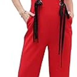 Red Satin Ribbon tie up Jumpsuit-picture-19