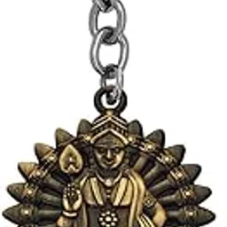 m men style Lord Murugan Kartikeya Kumara Kumaraswami Subrahmanyam Bhagwan Locket With Chain Green Zinc Metal 00 Keychain And Keyring Gift For Men And Women-picture-0
