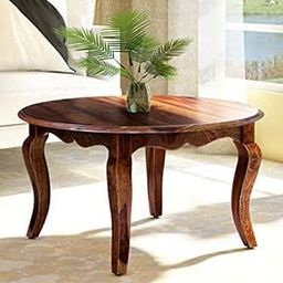 RATANDHARA FURNITURE Sheesham Wood Center Coffee Table for Living Room - Solid Wood Sofa Center Table for Home & Office - Round Coffee Table (Honey Brown Finish)-picture-25