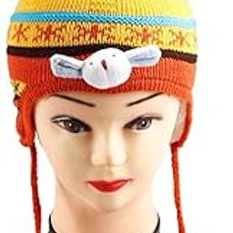 Innovation the store Unisex Orange Woolen / Winter Cap, Fits 4 10 Years Hk11Orange-image-96
