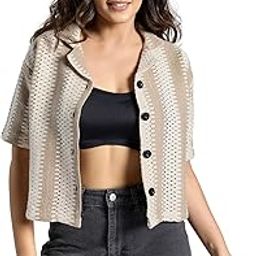 Women’s Multicolor Zigzag Shirt – Casual Boxy Fit Collared Shirt with Half Sleeves & Button Front | Lightweight Printed Summer Top-image-91