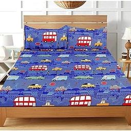 Kids Bedsheet for Queen Size Bed with Pillow Cover and Made of Cotton| Soft & Breathable | Includes 1 Bedsheet & 2 Pillow Covers | Fits Single/Double/Queen-BZAZKC-23-image-18