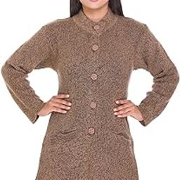 Women Ladies Girls Winter Wear Woolen Open Front Buttoned Collar Neck Stylish Party Winter Wear Coat Cardigan Sweater-image-71