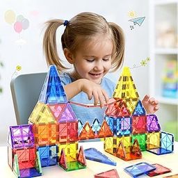 ANVIE & ABEER Set of 30 Pcs Magnetic Construction Blocks Tiles for Kids, Educational Magnetic Stacking Blocks for Boys Girls, Magnets Construction Toys,Stem Preschool Toy (Big Tiles Set of 30 PCS)-20