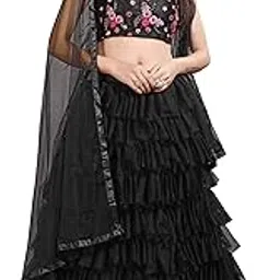 payu Women's Net Semi-Stiched Lengha Choli And Duppata Set-picture-4