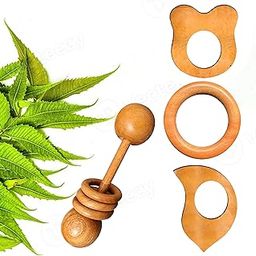 QUAMIUM Neem Wood Teether for Infant Tender Dumbbell Shape Wood Teethers, Ayurvedic Beneficial Neem Ring Baby Gum Soothers, Beautiful Chewbies for Toddlers Helps in Teething for 3+ Months Babies set of 4-image-77