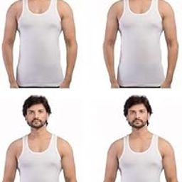Bonus Premium Men's Sleeveless Cotton Vest (Pack of 4) (XXL) White-image-95