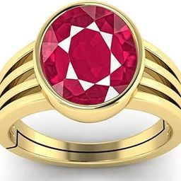 6.00 Ratti / 5.25 Carat Natural Certified Ruby Manik Gemstone Gold Plated Ring For Men And Women-image-69