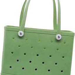 The Style Sutra Beach Tote Bag Waterproof with Holes Beach Handbag for Summer Travel Outdoor Small Green|Clothing, Shoes & Accessories|Womens Handbags & Bags| Womens Handbags & Bags|1 Beach Hole Bag-26