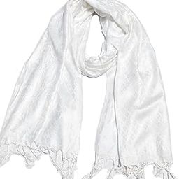 SABA Women And Girl's Fancy Viscose Self Jaquard 3D Design Scarf, Stole-image-63