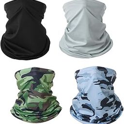 Neck Protector 4Ppiece Multifunctional Headgear Helmet Mask Elastic Ice Silk Outdoor Tube Towel Anti-UV Cooling Breathable Mask Scarf Men and Women Outdoor Sports, Black Grey Camouflage Green Camouflage Grey, One size-image-7