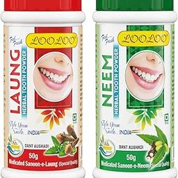 LooLoo Herbal Medicated Tooth Neem Powder -50gm & Herbal Tooth Laung Powder - 50gm - Pack of 2-image-98