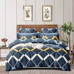 frushia Beautiful Glace Cotton AC Comforter King Size, Double Bed Sheet, 2 Pillow Cover | 90x100 Inches | Set of 4 Pieces (Blue)-31