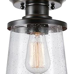 Electric 44301 Charlie 1-Semi-Recessed Outdoor Indoor Ceiling Light, Oil Rubbed Bronze, Clear Glass Shade-image-22