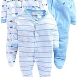 Baby Cry Baby Castle 100% Hosiery Cotton Infants Rompers/Jumpsuit Sleepsuit Full Sleeve Romper for Boys and Girls Set of 3, Blue-image-85