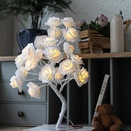 KharidoLive 24 LED White Rose Tree for Home Decoration Table Lamp - Warm White - Size 12 Inch Height-image-69