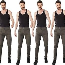 Casual Wear Regular Fit Textile Cotton Pyjamas for Men (Size L, Light Olive, Pack of 4)-image-78
