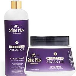 HB Shine Plus Moroccan Argan Oil Hair Care Combo | Professional Hair Shampoo & Hair Mask | Deep Nourishment & Repair | 500ml Each | Sulphate & Paraben Free | For Dry, Damaged, Frizzy Hair-20