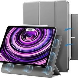 LIRAMARK Case Cover for Apple iPad Air 13 inch M3/M2 (2025/2024) / iPad Pro 12.9 inch (2022/2021/2020), Powerful Magnetic, Trifold Stand, Supports Pencil Pro and Pencil (USB-C), Rebound Series-Grey-image-69