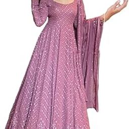 Omkar Tex's Light Purple Georgette designer Gown with Dupatta Set (Ready to wear) for wedding, Evening,Party, Birthday, Ethnic etc.-image-41