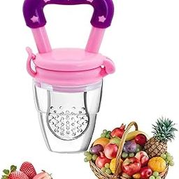 Baby Food Feeder, Silicone Pacifier Style, Fresh Fruit Mesh Feeding Nipple, Multicolore-image-17