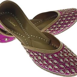 Women Aash Gold Genuine Soft Leather Embroidered Jutis | Bite and Pinch Free Jutti | Punjabi Formal Juttis | Girl's Wedding Flat Ladies Mojari | Formal Ethnic Juti |-picture-21