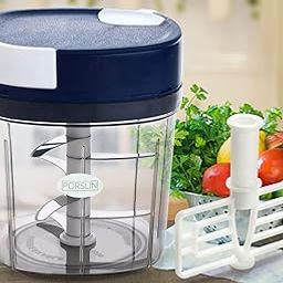 Square Quick Handy Dori Chopper with 6 Stainless Steel Blade and Whisker Multipurpose Vegetable Chopper, Dry Fruit and Onion Speedy Chopper Machine for Kitchen (1000ml Blue)-image-10