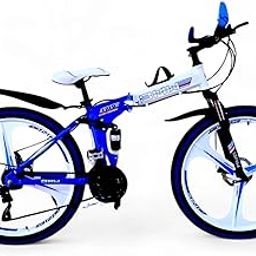 Dunedin Bikes, Foldable Sports Bicycle Mountain Bike/Cycle 26 Inch High Carbon Steel Frame Folding Bicycle with 21 Speed Gear and Double Disc Brake.Blue(Unisex),-11