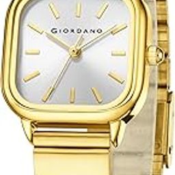 giordano Classic Square Watch for Women – Polished Stainless Steel Strap, Minimalist Compact Design-picture-0