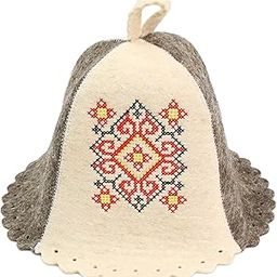 PetriStor Sauna Hat Ukrainian Ornament Bathhouse/Vaporarium Hat for Man/Woman Natural Felt-picture-11