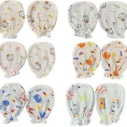 Hozzbun 100% Cotton 6 Pairs Baby Mittens Gloves No Scratch 0-6 Months Baby Essentials Mittens for Newborn Unisex Baby Boys Girls (Color And Design May Vary)-image-16