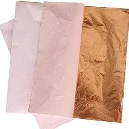 Mini Copper Leaf Sheets (100) + Gold Leaf Glue (50ml) (Combo Pack) 8x8 cm Gilding Foil Gold Foil Paper for Paintings, Arts Crafts, Nail Deco,Furniture-picture-3