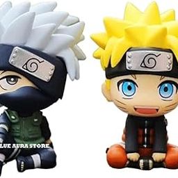 Blue Aura Anime Action Figure Pack of 2 Height -6.5 Cm for Car Dashboard Decoration Office & Study Table Assembly Required | PVC Plastic | N K 6.5-3