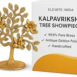 Pure Brass Kalpavriksha Tree Showpiece - Trees of Life - Home Decor - Gift for Good Luck Vastu and Fengshui - Best in Living Room Table Decoration with Antique Polish (Golden)-image-37
