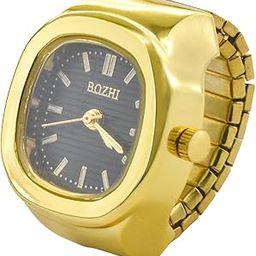 Ring Watch Valentine Presents for Couple Jewellery Square Stainless Steel Gold Green Stylish Unisex Finger Rings Depend On The Time Women Men-image-85