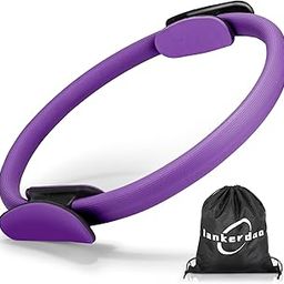 LANKERDOO Pilates Ring Fitness Circle 14" Yoga Rings Magic Circle with Dual Padded Handles for Toning Arms, Thighs/Legs & Core，Home Exercise Equipment (Purple)-image-32