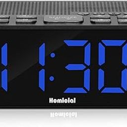 Homicial Digital Alarm Clock Radio with AM/FM Radio, Multi-Colors 1.4” LED Digits, Preset, Sleep Timer and Clear Display with Dimmer for Bedroom Bedside, Battery/Plug-in Powered-10