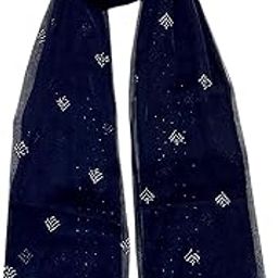 Silver Moon Stone Work With Silver Gota Lace (CHANDANI WORK) Chiffon Dupatta for Womens & Girls 2.25 METER-20