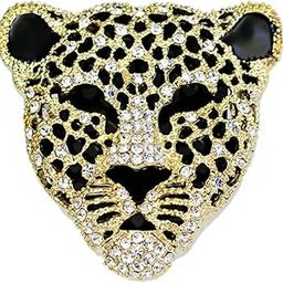 France Men's & Women's Lapel Pin Brooch Tie Pin Boutonniere Stick Brooch for Suits tuxedo jaguar stone studded Silver golden black color Free size (Golden Jaguar)-38